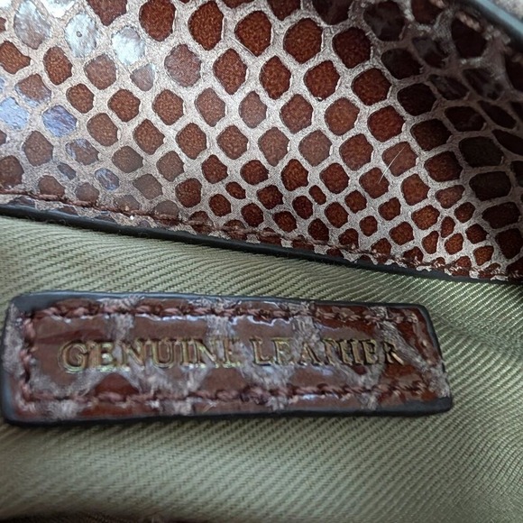 GILI Snakeskin Print Fringe Genuine Leather Hobo Shoulder Bag Tote Purse - Picture 5 of 6